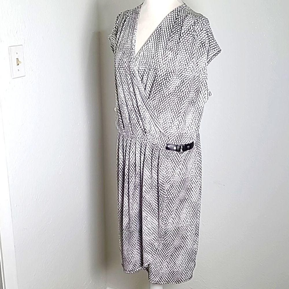 Michael Kors Serpent Print Faux-Wrap Dress with Side Buckle, Size 1X
